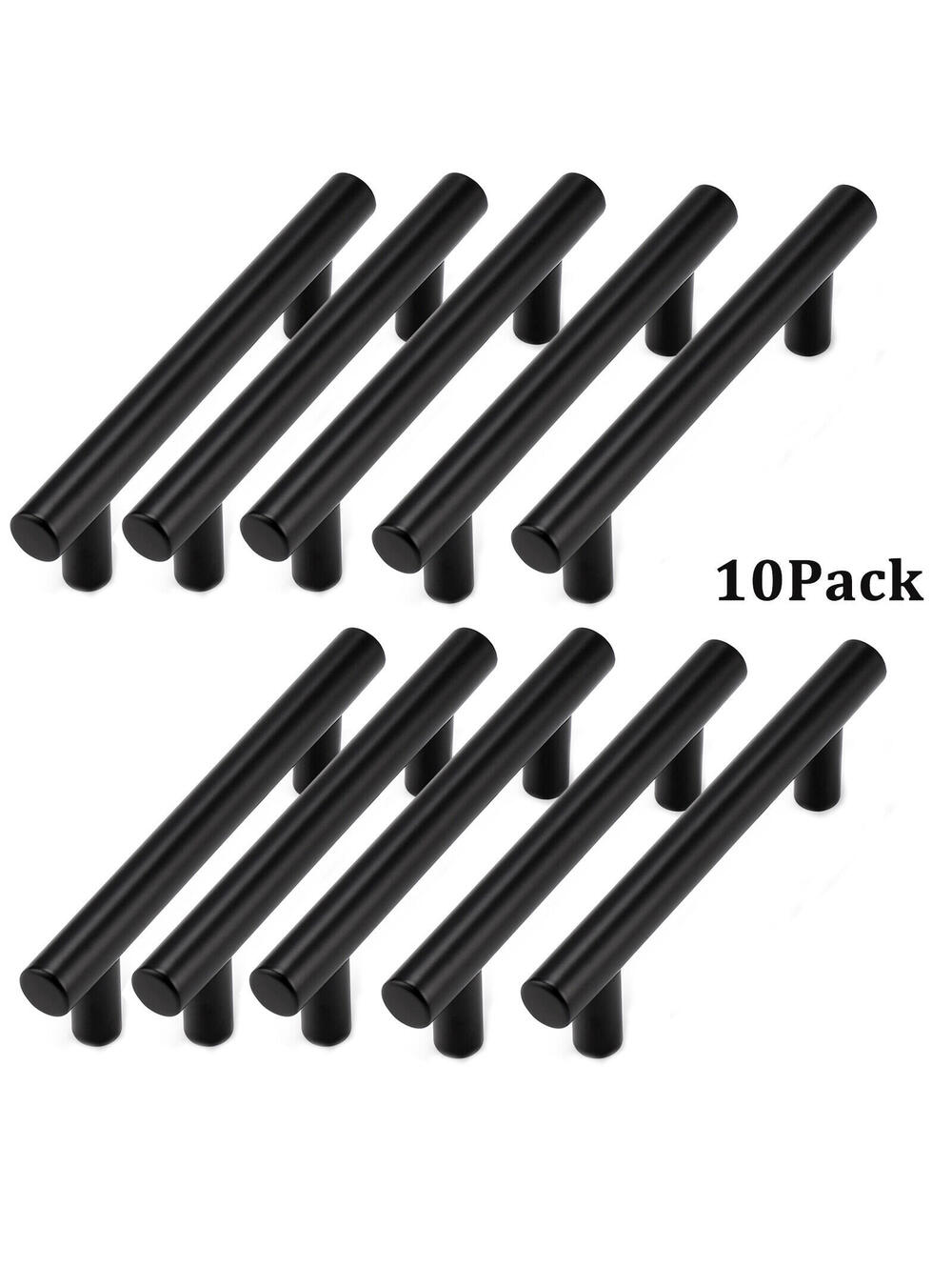 10 Pack Black Kitchen Cabinet Pulls Stainless Steel Drawer T Bar Knob Handles